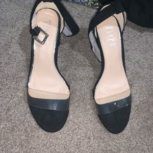 Open toe heels with strap